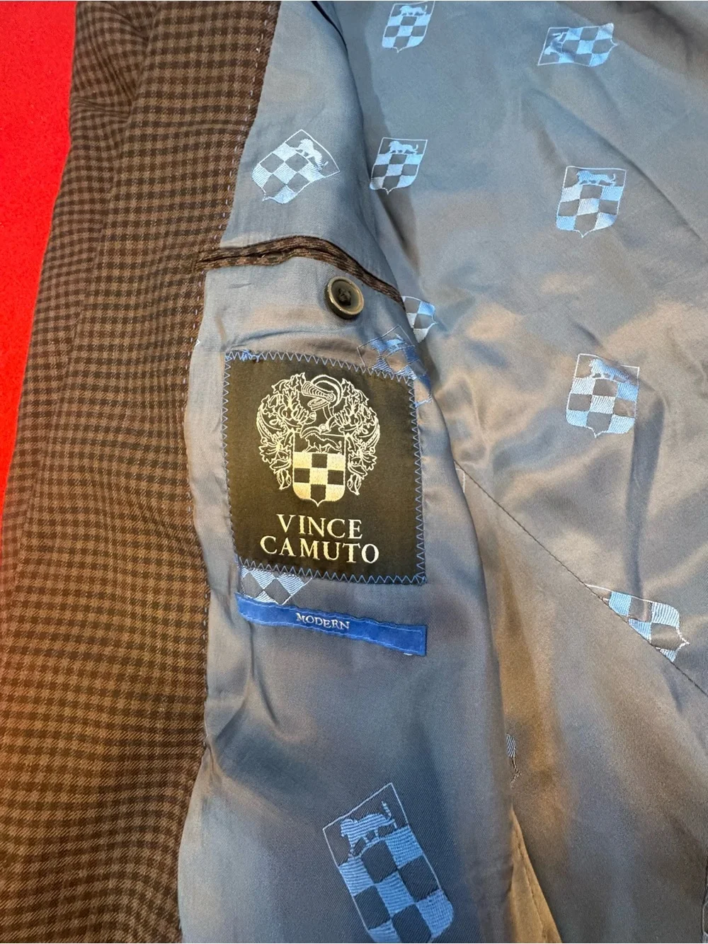 Vince Camuto 100% Wool Men's Two-Button Houndstooth Blazer - Gray 42L